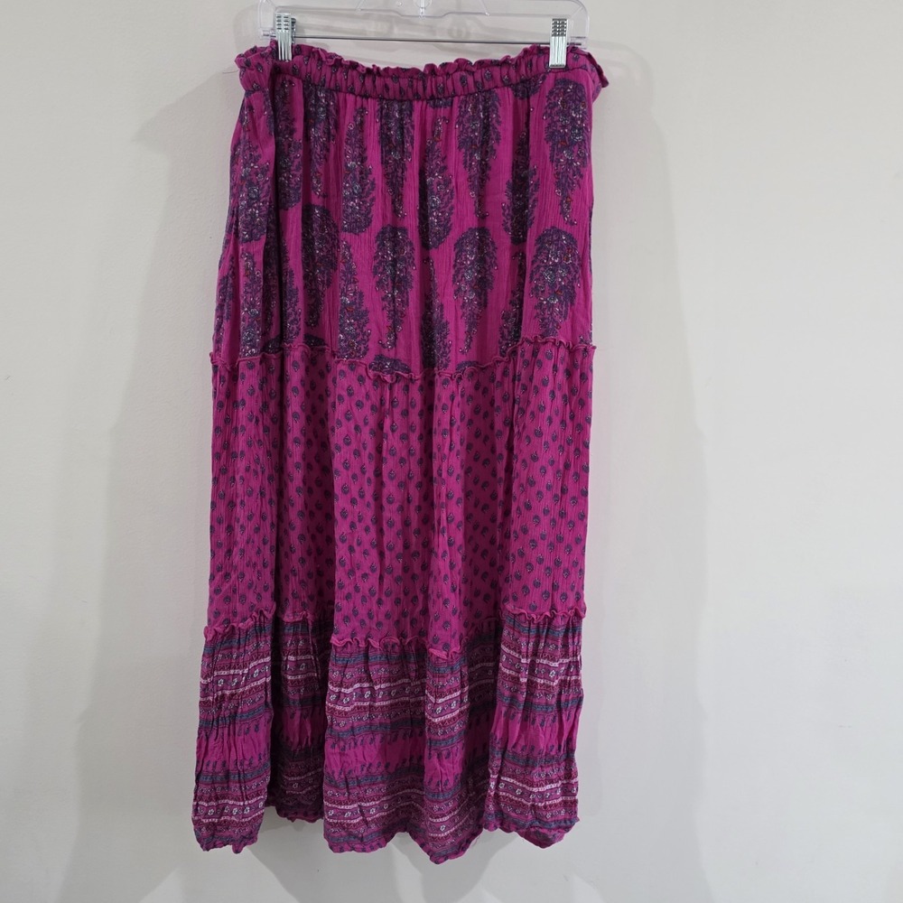 Old Navy Womens Maxi Skirt‎ Large Tiered Peasant Colorful Floral Peasant Boho